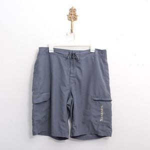 Simms Men's Gray Performance Fishing & Swim Trunks Large